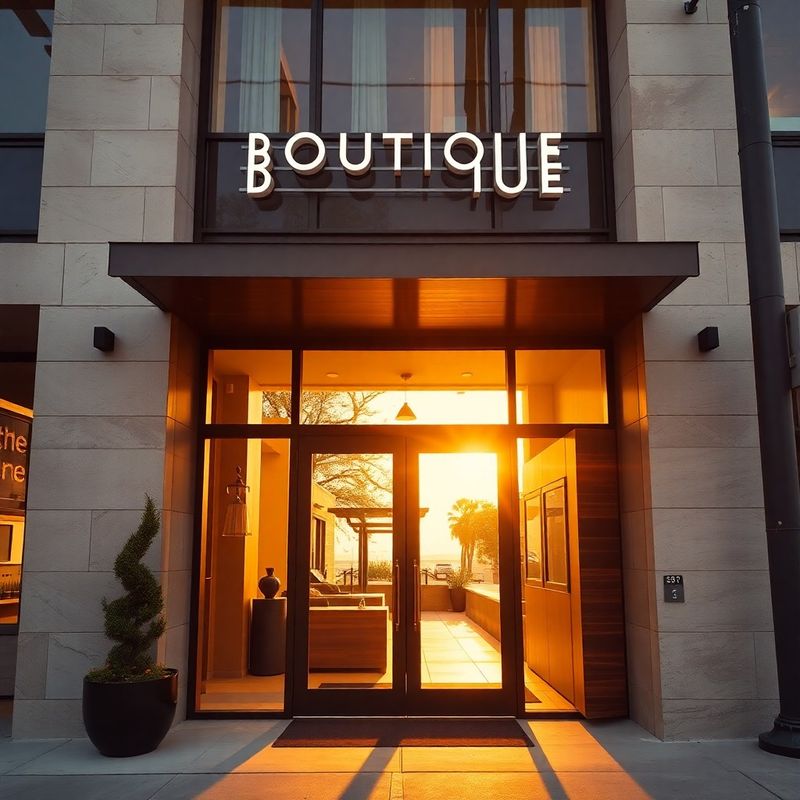 Wide street-level shot of the studio entrance on Westheimer Rd in early morning light